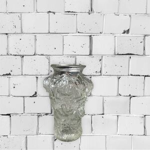 Antique goofus glass small crystal vase.  Rose pattern